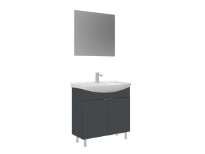 Zestaw szafki pod umywalkę z lustrem (2 elementy) „Purus 80” – 80 x 50 x 83 cm – matowy antracyt