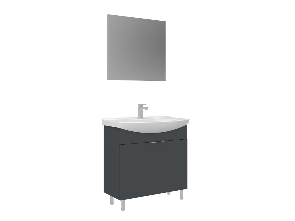 Zestaw szafki pod umywalkę z lustrem (2 elementy) „Purus 80” – 80 x 50 x 83 cm – matowy antracyt