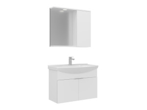 Zestaw szafki pod umywalkę z lustrem (2 elementy) „Purus 80” – 80 x 50 x 58 cm – biały