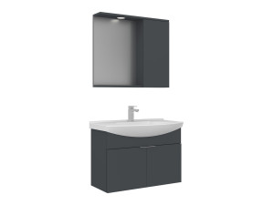 Zestaw szafki pod umywalkę z lustrem (2 elementy) „Purus 80” – 80 x 50 x 58 cm – matowy antracyt