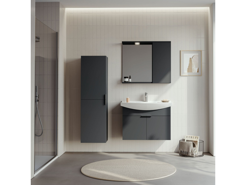 Zestaw szafki pod umywalkę z lustrem (2 elementy) „Purus 80” – 80 x 50 x 58 cm – matowy antracyt