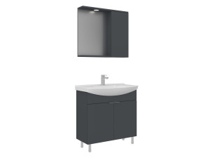 Zestaw szafki pod umywalkę z lustrem (2 elementy) „Purus 80” – 80 x 50 x 83 cm – matowy antracyt
