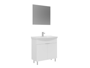 Zestaw szafki pod umywalkę z lustrem (2 elementy) „Purus 80” – 80 x 50 x 83 cm – biały