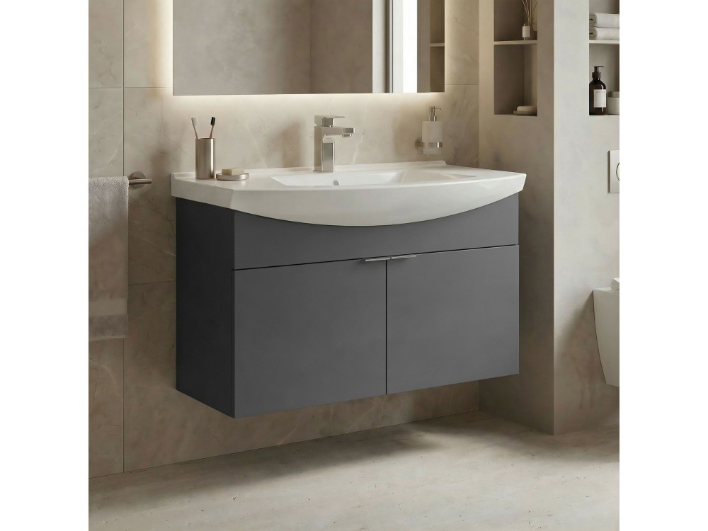 Szafka pod umywalkę „Purus 80” – 80 x 50 x 58 cm – matowy antracyt