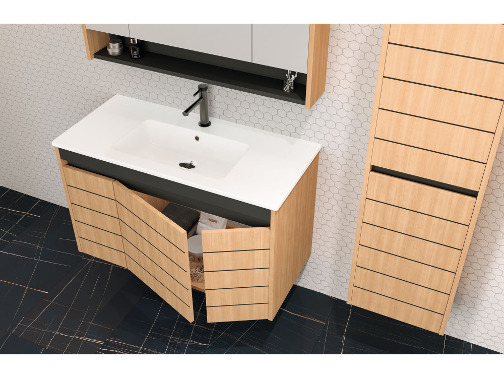 Szafka pod umywalkę „Ricato 100” – 101 x 47 x 62 cm – orzech