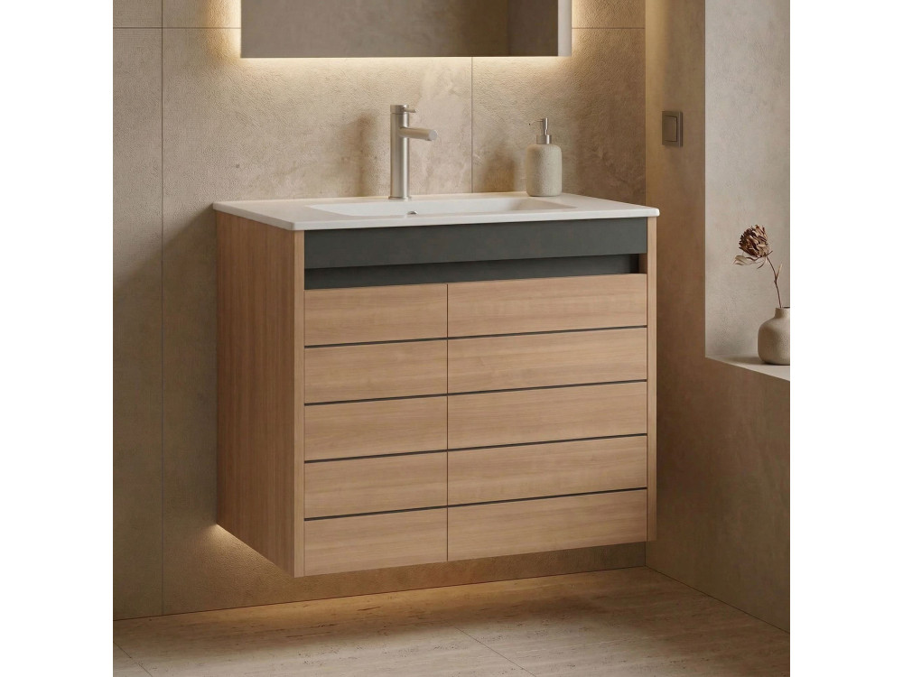 Szafka pod umywalkę „Ricato 80” – 81 x 47 x 62 cm – orzech