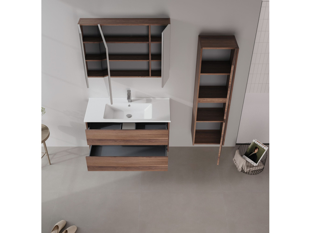 Szafka pod umywalkę „Side 100 v3” – 100 x 45 x 52 cm – ciemny orzech