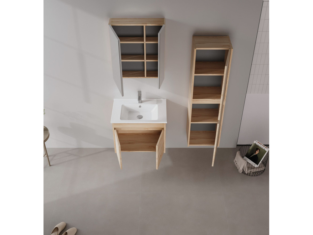 Szafka pod umywalkę „Side 65 v2” – 65 x 45 x 52 cm – dąb