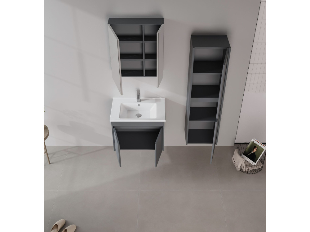 Szafka pod umywalkę „Side 65 v2” – 65 x 45 x 52 cm – matowy antracyt