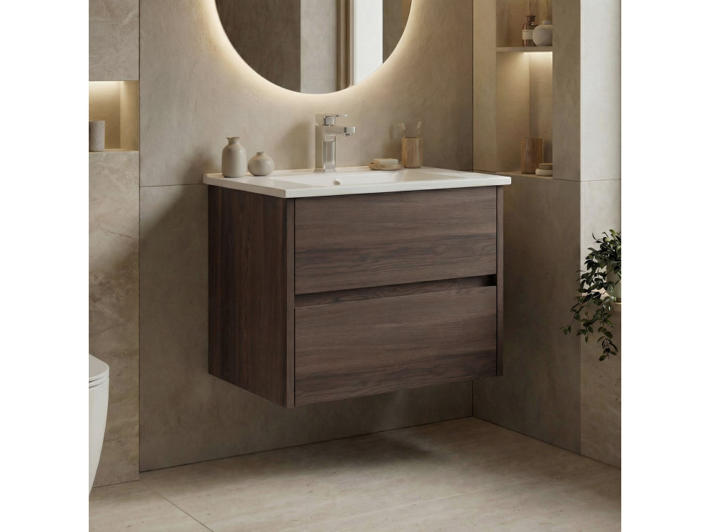 Szafka pod umywalkę „Side 65 v2” – 65 x 45 x 52 cm – ciemny orzech
