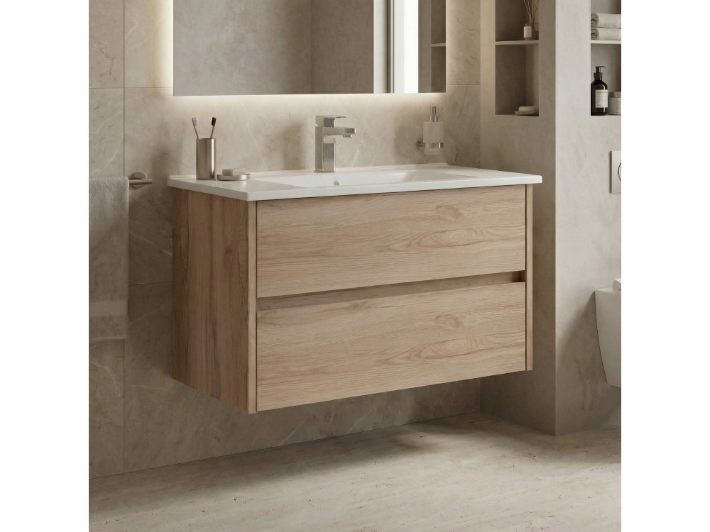 Szafka pod umywalkę „Side 85 v2” – 85 x 45 x 52 cm – dąb