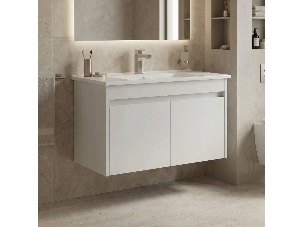 Szafka pod umywalkę „Side 85 v2” – 85 x 45 x 52 cm – matowa biel