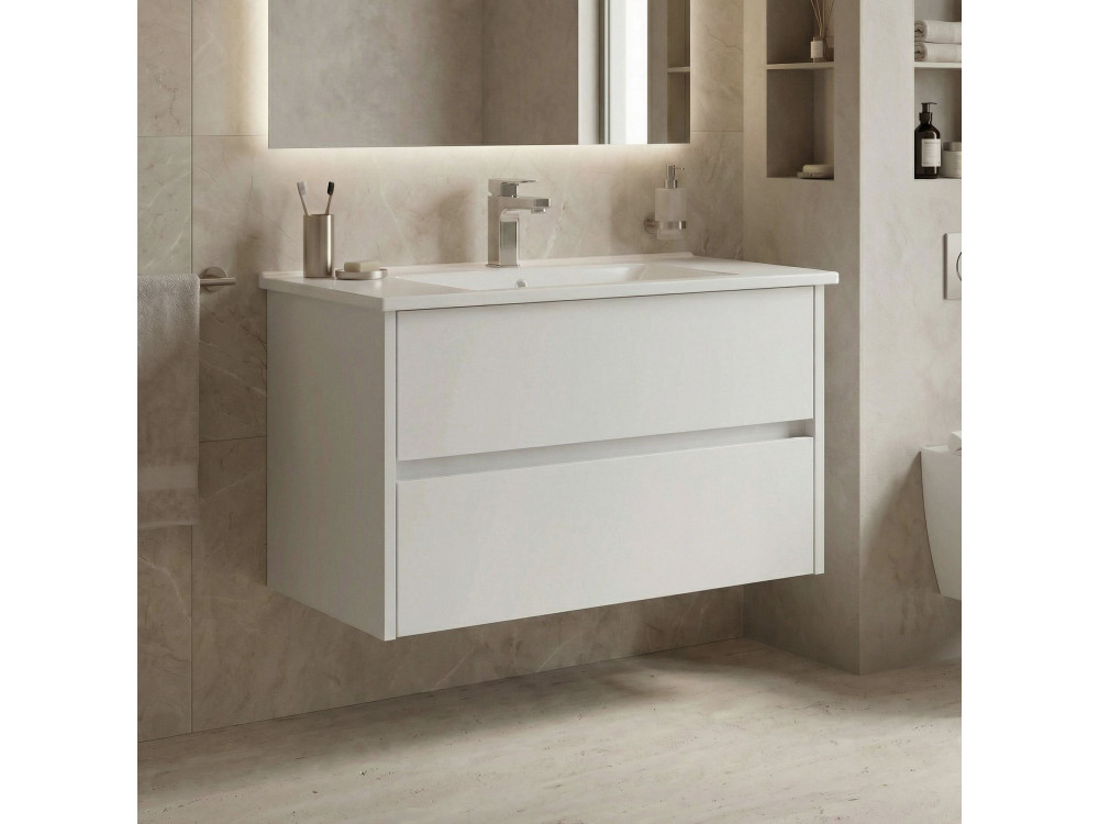 Szafka pod umywalkę „Side 85 v2” – 85 x 45 x 52 cm – matowa biel