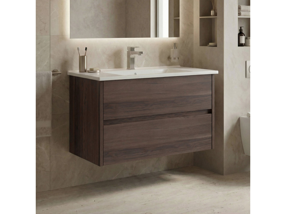 Szafka pod umywalkę „Side 85 v2” – 85 x 45 x 52 cm – ciemny orzech