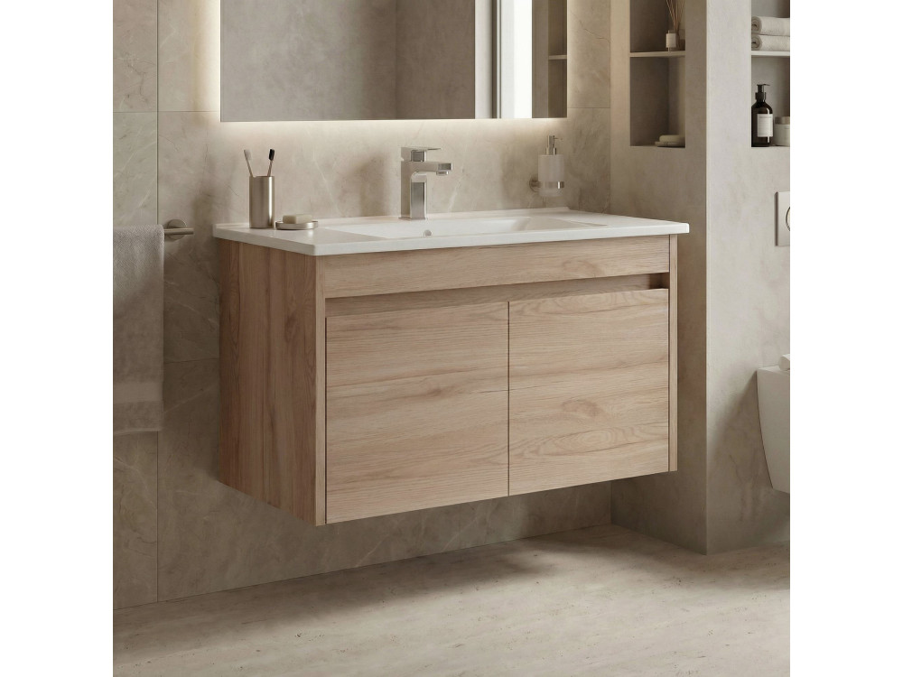Szafka pod umywalkę „Side 85 v2” – 85 x 45 x 52 cm – dąb