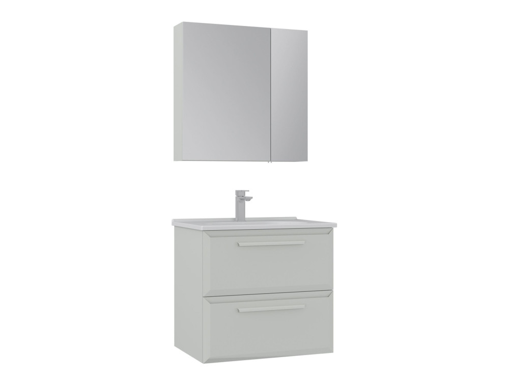Zestaw szafki pod umywalkę z lustrem (2 elementy) „Nuvola 65 v2” – 65 x 50 x 62 cm – Cashmere