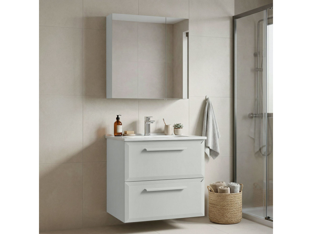 Zestaw szafki pod umywalkę z lustrem (2 elementy) „Nuvola 65 v2” – 65 x 50 x 62 cm – Cashmere
