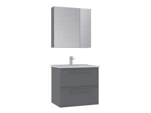 Zestaw szafki pod umywalkę z lustrem (2 elementy) „Nuvola 65 v2” – 65 x 50 x 62 cm – szary
