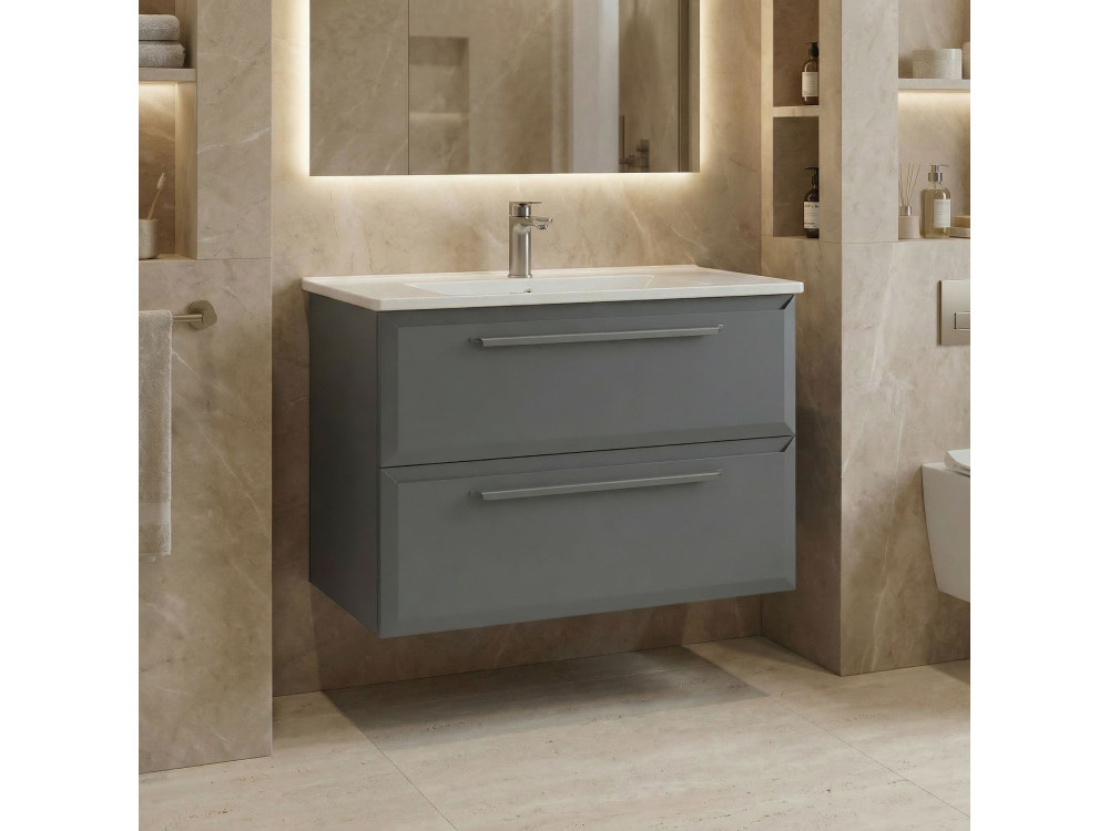 Szafka pod umywalkę „Nuvola 80 v2” – 80 x 50 x 62 cm – szara