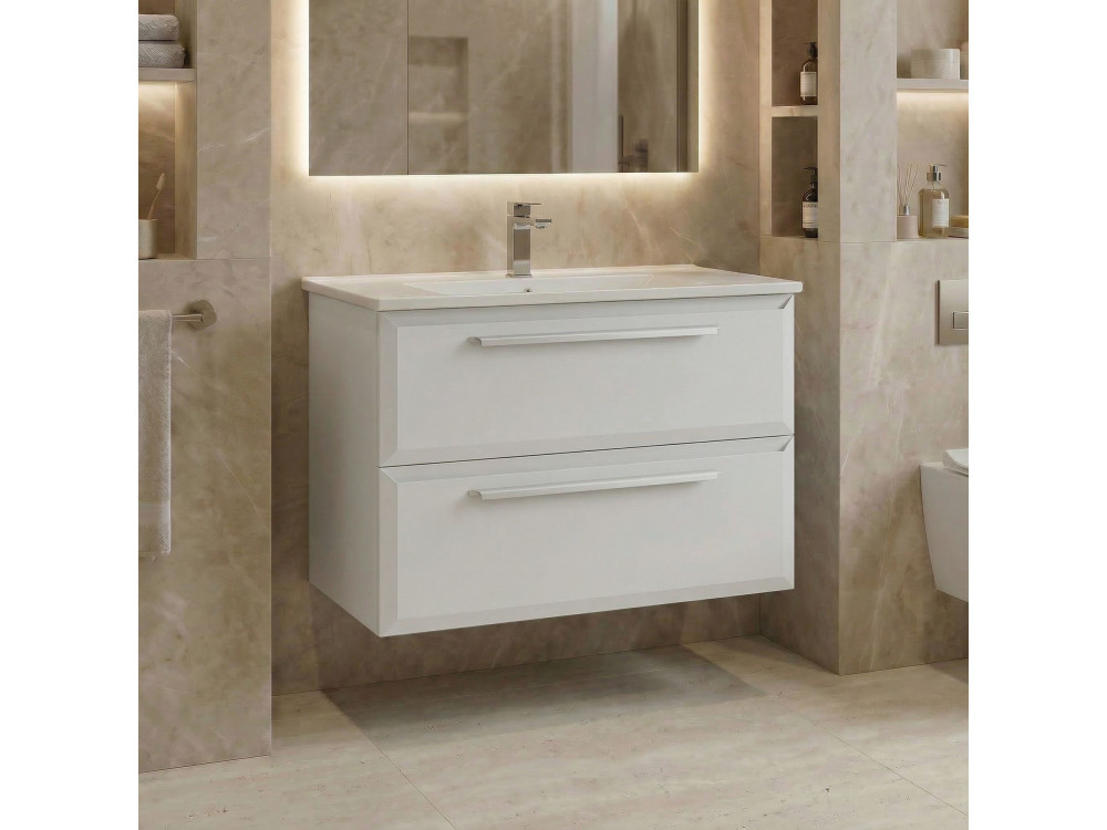 Szafka pod umywalkę „Nuvola 80 v2” – 80 x 50 x 62 cm – biała