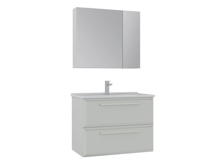 Zestaw szafki pod umywalkę z lustrem (2 elementy) „Nuvola 80 v2” – 80 x 50 x 62 cm – Cashmere