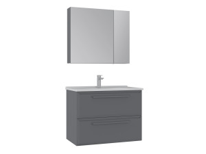 Zestaw szafki pod umywalkę z lustrem (2 elementy) „Nuvola 80 v2” – 80 x 50 x 62 cm – szary