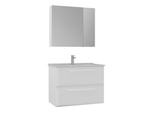 Zestaw szafki pod umywalkę z lustrem (2 elementy) „Nuvola 80 v2” – 80 x 50 x 62 cm – biały
