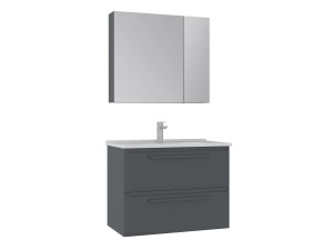 Zestaw szafki pod umywalkę z lustrem (2 elementy) „Nuvola 80 v2” – 80 x 50 x 62 cm – antracyt