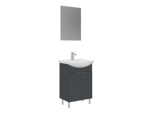 Zestaw szafki pod umywalkę z lustrem (2 elementy) „Purus 55” – 55 x 2 x 83 cm – matowy antracyt