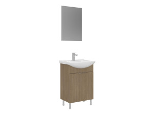 Zestaw szafki pod umywalkę z lustrem (2 elementy) „Purus 55” – 55 x 2 x 83 cm – dąb