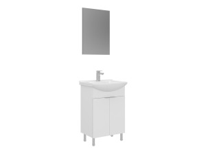 Zestaw szafki pod umywalkę z lustrem (2 elementy) „Purus 55” – 55 x 2 x 83 cm – biały