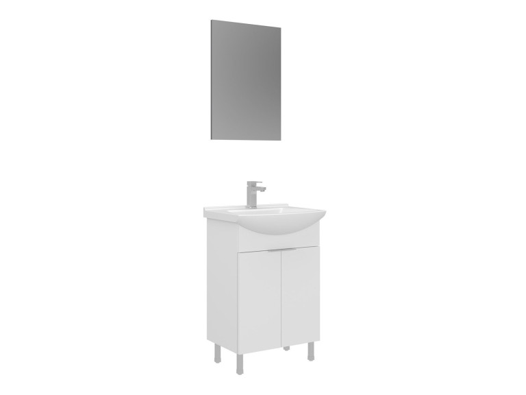 Zestaw szafki pod umywalkę z lustrem (2 elementy) „Purus 55” – 55 x 2 x 83 cm – biały