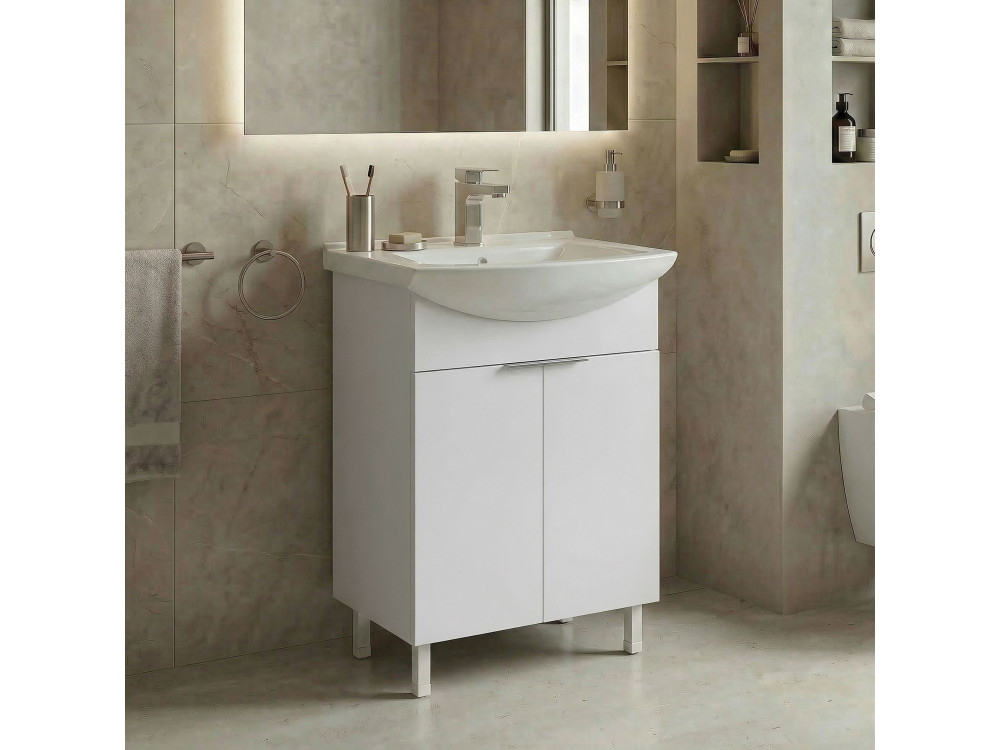 Szafka pod umywalkę „Purus 55” – 55 x 50 x 83 cm – biała