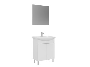 Zestaw szafki pod umywalkę z lustrem (2 elementy) „Purus 65” – 65 x 50 x 83 cm – biały