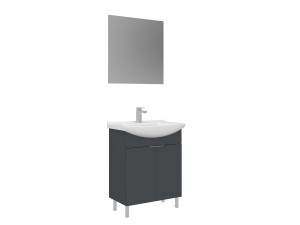 Zestaw szafki pod umywalkę z lustrem (2 elementy) „Purus 65” – 65 x 50 x 83 cm – matowy antracyt