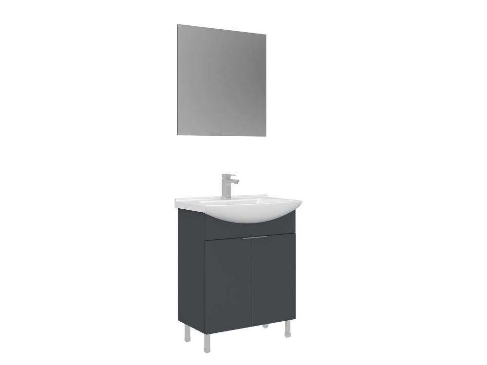 Zestaw szafki pod umywalkę z lustrem (2 elementy) „Purus 65” – 65 x 50 x 83 cm – matowy antracyt