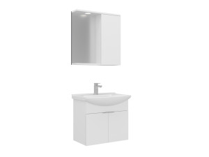 Zestaw szafki pod umywalkę z lustrem (2 elementy) „Purus 65” – 65 x 50 x 58 cm – biały