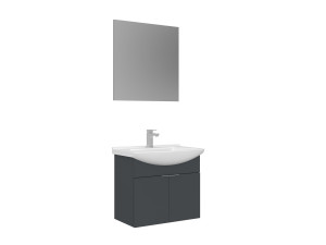 Zestaw szafki pod umywalkę z lustrem (2 elementy) „Purus 65” – 65 x 50 x 58 cm – matowy antracyt