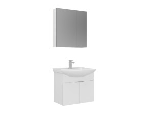 Zestaw szafki pod umywalkę z lustrem (2 elementy) „Purus 65” – 65 x 50 x 58 cm – biały