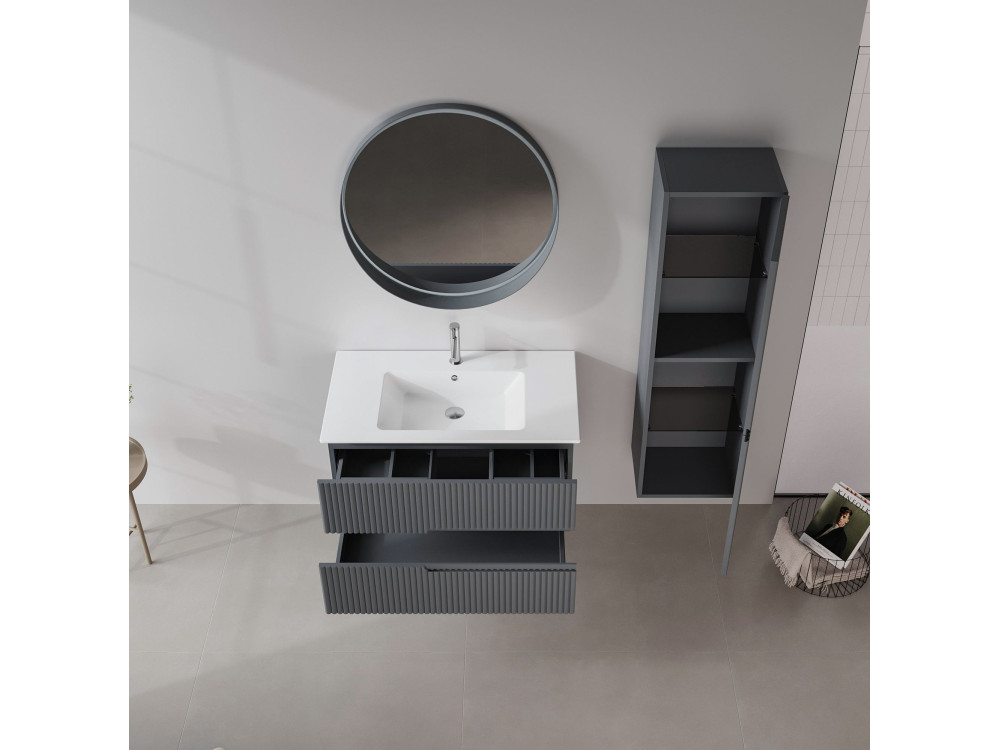 Szafka pod umywalkę „Moonlight 90 v2” – 91 x 51 x 51 cm – matowy antracyt