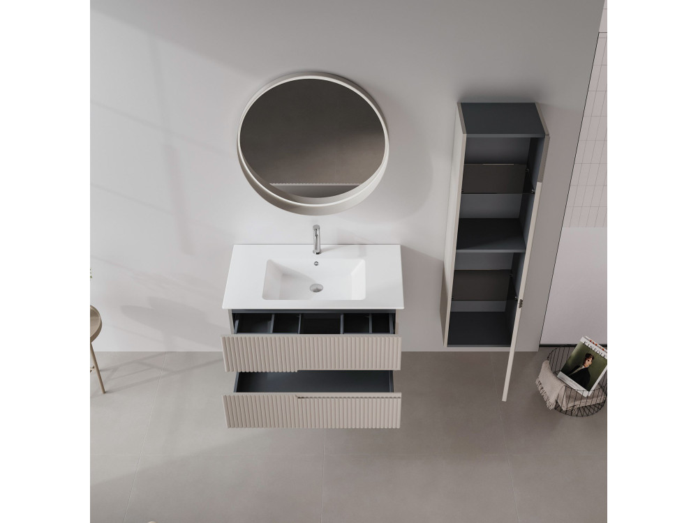 Szafka pod umywalkę „Moonlight 90 v2” – 91 x 51 x 51 cm – kolor Matte Mink
