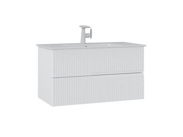 Szafka pod umywalkę „Moonlight 90 v2” – 91 x 51 x 51 cm – matowa biel