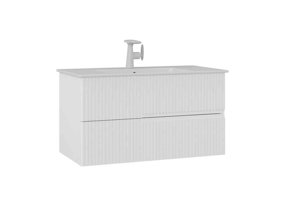 Szafka pod umywalkę „Moonlight 90 v2” – 91 x 51 x 51 cm – matowa biel