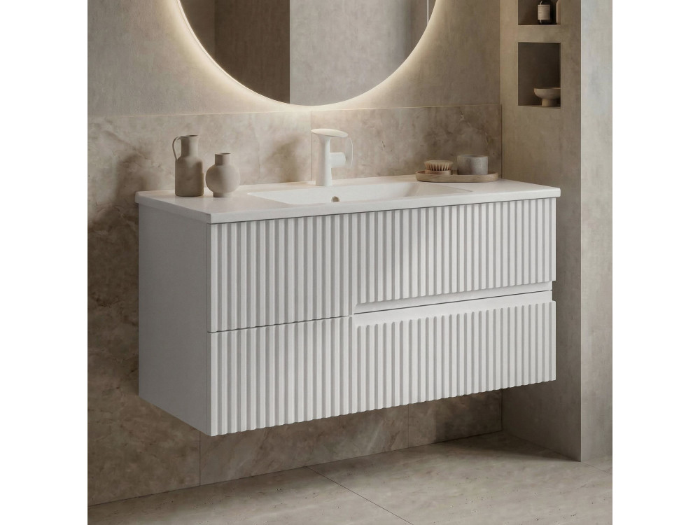Szafka pod umywalkę „Moonlight 90 v2” – 91 x 51 x 51 cm – matowa biel