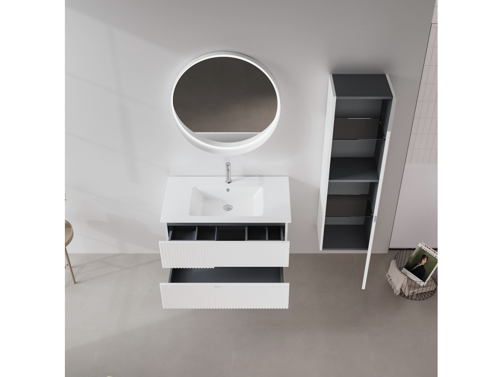 Szafka pod umywalkę „Moonlight 90 v2” – 91 x 51 x 51 cm – matowa biel