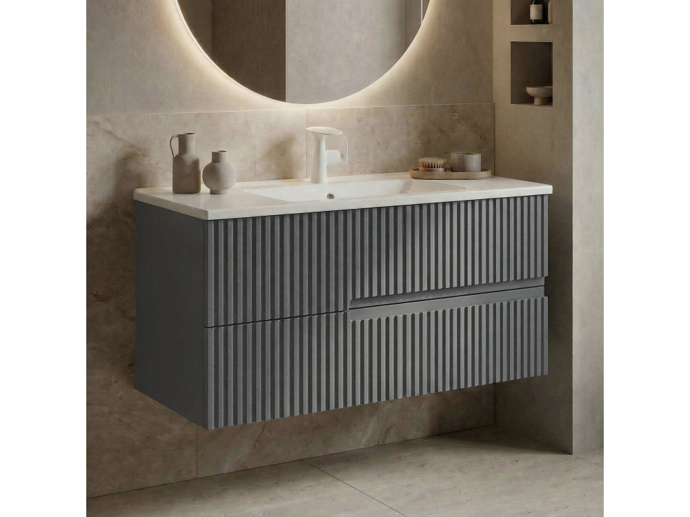 Szafka pod umywalkę „Moonlight 90 v2” – 91 x 51 x 51 cm – matowa szarość