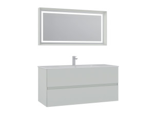 Zestaw szafki pod umywalkę z lustrem (2 elementy) „Nest 121 v2” – 121 x 51 x 55 cm – matowy kolor Cashmere