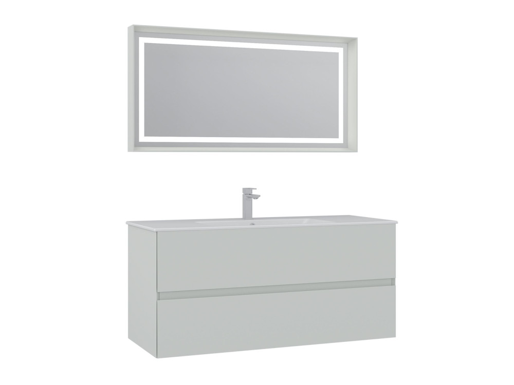 Zestaw szafki pod umywalkę z lustrem (2 elementy) „Nest 121 v2” – 121 x 51 x 55 cm – matowy kolor Cashmere