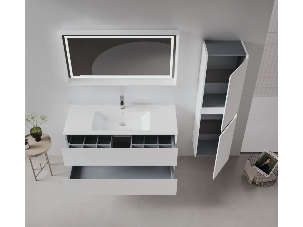 Szafka pod umywalkę „Nest 121 v2” – 121 x 51 x 55 cm – matowa biel