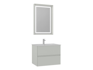 Zestaw szafki pod umywalkę z lustrem (2 elementy) „Nest 71 v2” – 71 x 51 x 55 cm – matowy kolor kaszmiru